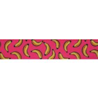 Ripsband Aufdruck 16mm - Bananen Pink Gelb
