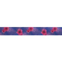Ripsband Blumen 10mm - Blumen Lila Pink