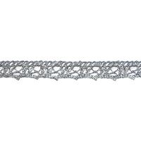Spitzenband Gehäkelt 16mm - Silber Glitzer