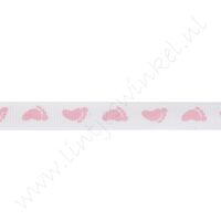 Baby Ripsband 10mm - Füße Rosa
