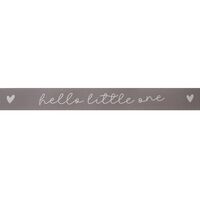 Baby Taffeta Band 10mm - Hello Little One Herz Grau Weiß