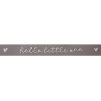 Baby Tafetta Band 10mm (Rolle 10 Meter) - Hello Little One Herz Grau Weiß