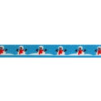 Ripsband Weihnachten 10mm - Schneemann Schnee Aqua Blau