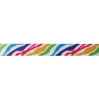 Ripsband Aufdruck 10mm -  Zebra Weiß Regenbogen