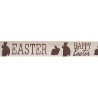 Baumwoll Band 16mm - Ostern Happy Easter Braun