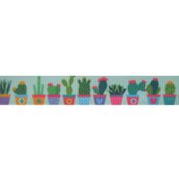 Ripsband Blumen 16mm - Kaktus Türkis