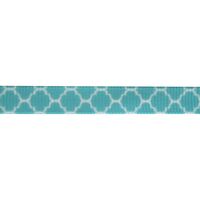 Ripsband Aufdruck 10mm - Aqua Türkis Motiv