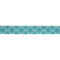 Ripsband Aufdruck 10mm - Aqua Türkis Motiv