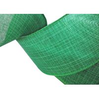 Band mit Drahtkante 63mm - Leinen Uni Grün (Rolle 3 Meter)