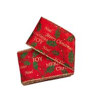 Band mit Drahtkante 63mm - Weihnachten Satin Merry Christmas Stechpalme Rot Grün Gold Glitzer (Rolle 3 Meter)