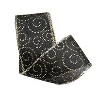 Band mit Drahtkante 63mm - Webband Punkte Curls Schwarz Silber Gold Glitzer (Rolle 3 Meter)
