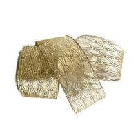 Band mit Drahtkante 63mm - Organza Doppel Karo Hell Gold Champagne Glanz Glitzer (Rolle 5 Meter)