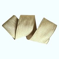 Band mit Drahtkante 63mm - Webband Leinen Uni Hell Braun Beige Akzentstreifen (Rolle 3 Meter)