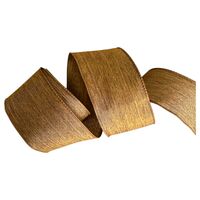 Band mit Drahtkante 63mm - Webband Leinen Uni Braun Akzentstreifen (Rolle 3 Meter)