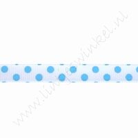 Ripsband Punkte 10mm (Rolle 22 Meter) - Groß Weiß Aqua