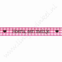 Baby Band 10mm (Rolle 22 Meter) - Hoera, een Meisje Fuchsia