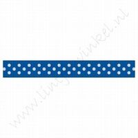 Ripsband Punkte 10mm (Rolle 22 Meter) - Dunkel Blau Weiß