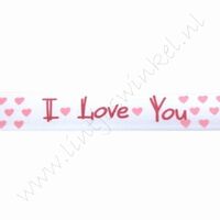 Satinband Herzen 16mm (Rolle 22 Meter) - I Love You Herzen