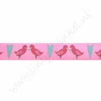 Satinband Herzen 16mm (Rolle 22 Meter) - Lovebirds Pink