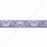 Satinband Herzen 16mm (Rolle 22 Meter) - Blau Rot