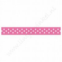 Ripsband Punkte 10mm (Rolle 22 Meter) - Pink Weiß