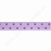 Ripsband Herzen 10mm (Rolle 22 Meter) - Mini Lavendel Lila