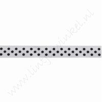Ripsband Punkte 10mm (Rolle 22 Meter) - Weiß Schwarz