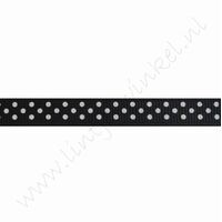 Ripsband Punkte 10mm (Rolle 22 Meter) - Schwarz Weiß