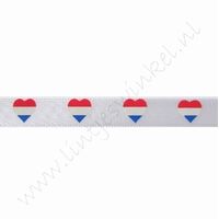Satinband Hollandia 10mm (Rolle 22 Meter) - Herz Flagge Holland Weiß