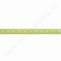 Satinband Punkte 6mm (Rolle 22 Meter) - Neon Gelb Weiß