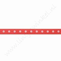 Satinband Punkte 6mm (Rolle 22 Meter) - Neon Orange Weiß