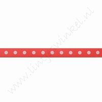 Satinband Punkte 6mm (Rolle 22 Meter) - Neon Orange Weiß