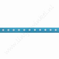 Satinband Punkte 6mm (Rolle 22 Meter) - Aqua Weiß