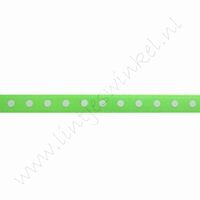 Satinband Punkte 6mm (Rolle 22 Meter) - Neon Grün Weiß