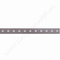Satinband Punkte 6mm (Rolle 22 Meter) - Silber Grau Weiß