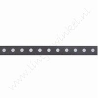 Satinband Punkte 6mm (Rolle 22 Meter) - Dunkel Grau Weiß