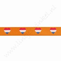Satinband Hollandia 10mm (Rolle 22 Meter) - Herz Flagge Holland Orange
