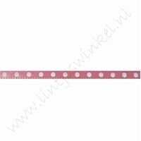 Satinband Punkte 3mm (Rolle 22 Meter) - Antik Rosa Weiß