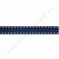 Ripsband Stickerei 10mm (Rolle 22 Meter) - Marine Weiß