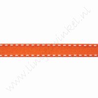 Ripsband Stickerei 10mm (Rolle 22 Meter) - Orange Weiß