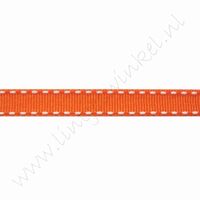 Ripsband Stickerei 10mm (Rolle 22 Meter) - Orange Weiß