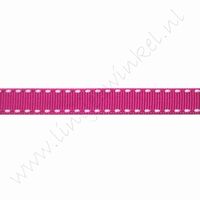 Ripsband Stickerei 10mm (Rolle 22 Meter) - Fuchsia Weiß