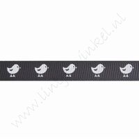 Ripsband Aufdruck 10mm (Rolle 22 Meter) - Vogel Dunkel Grau