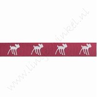Ripsband Aufdruck 10mm (Rolle 22 Meter) - Bambi Dunkel Rosa