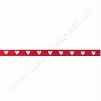 Satinband Herzen 3mm (Rolle 22 Meter) - Rot Weiß