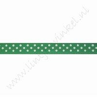 Ripsband Punkte 10mm (Rolle 22 Meter) - Grün Weiß