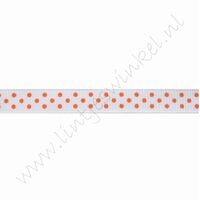 Ripsband Punkte 10mm (Rolle 22 Meter) - Weiß Orange