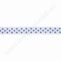 Ripsband Punkte 10mm (Rolle 22 Meter) - Weiß Dunkel Blau