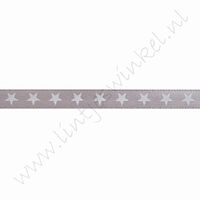 Satinband Sterne 6mm (Rolle 22 Meter) - Silber Grau Weiß