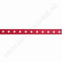 Satinband Punkte 6mm (Rolle 22 Meter) - Rot Weiß